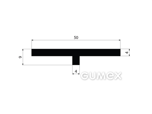 "T" Gummiprofil, 9x50/4mm, 70°ShA, EPDM, -40°C/+100°C, schwarz, 